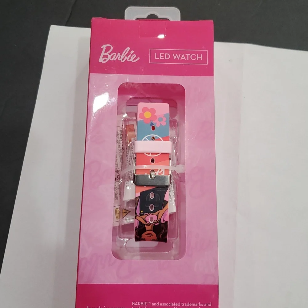 Barbie pink‎ multi Barbie monogram face LED watch brand new